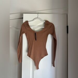 Lulu's Brown Long Sleeve Bodysuit
